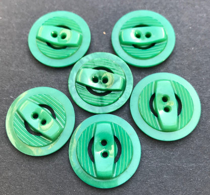 6 Ambitious Green Vintage  Buttons 1.8 or 2.2cm