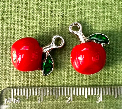 3D Shiny Enamel Apple 1.5cm Charm / Pendant