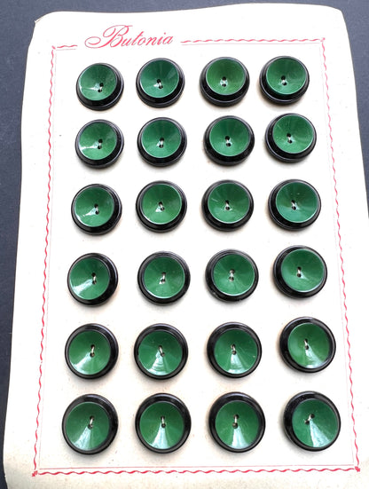 Striking Italian Black & Green Vintage 2cm or 1.5cm Buttons