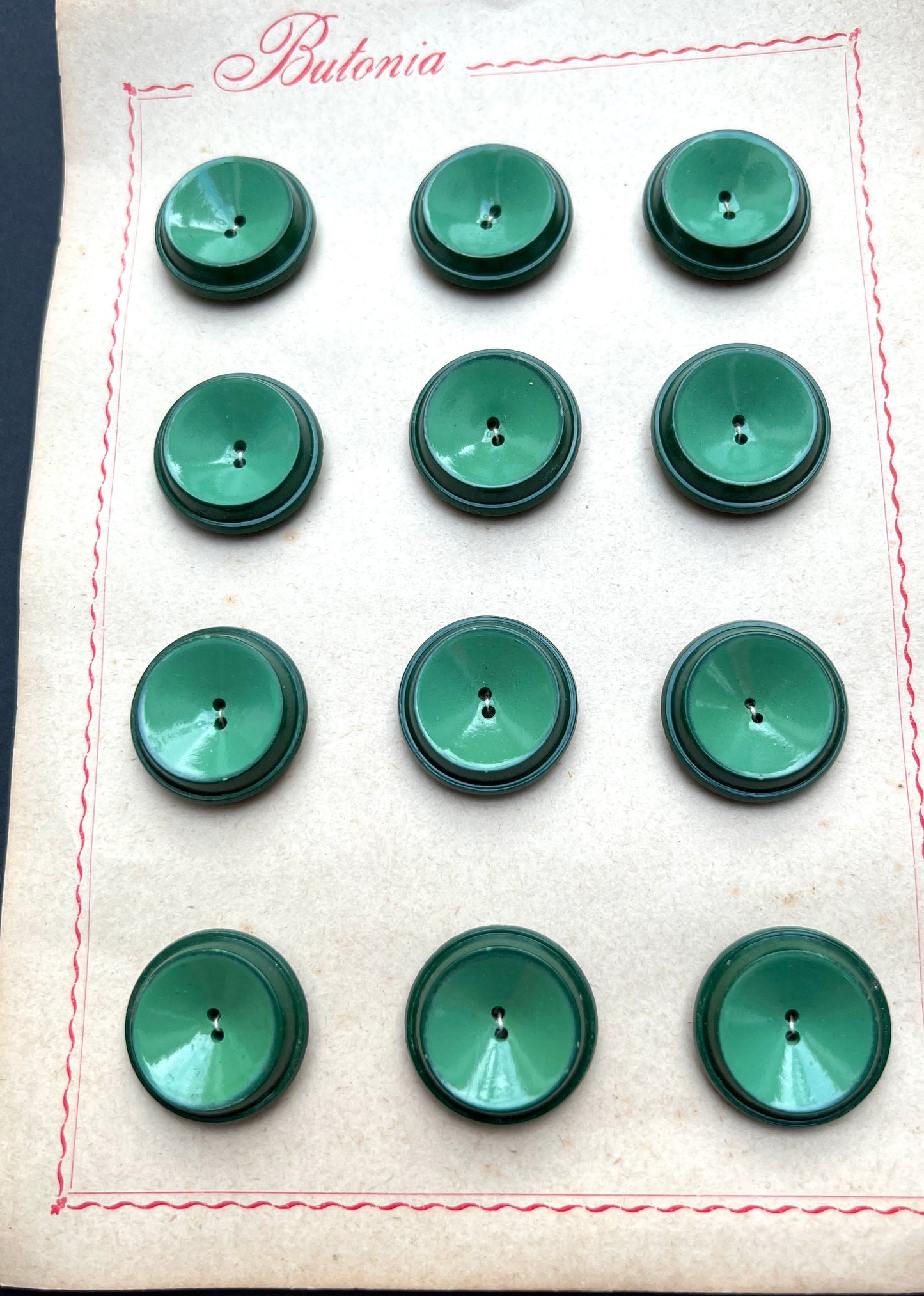 Vintage Italian Dark and Light Turquoise Green 1960s Buttons