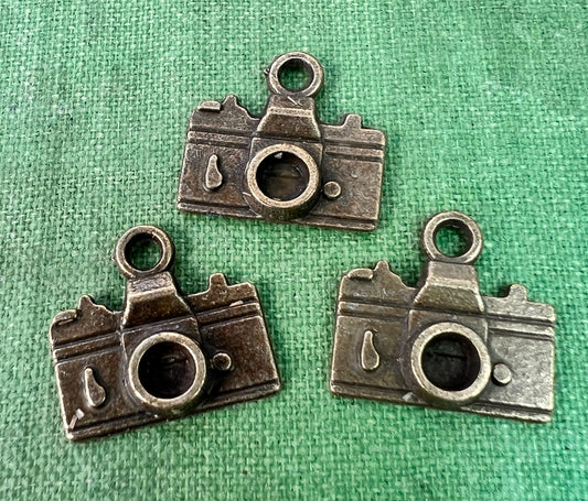 3 Little Bronze Tone 1.5cm Camera Charms