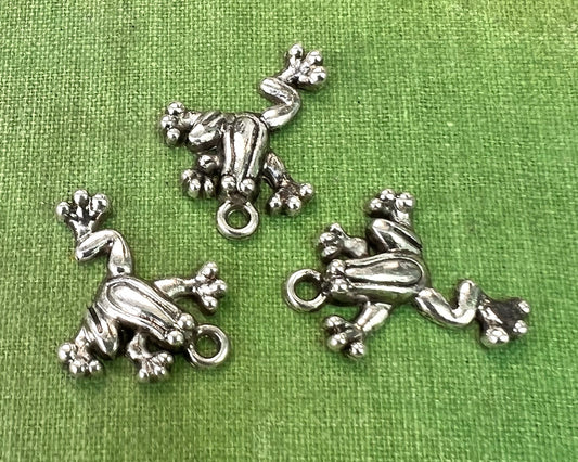 3 Very Froggy Frog Charms / Pendant 2cm wide.