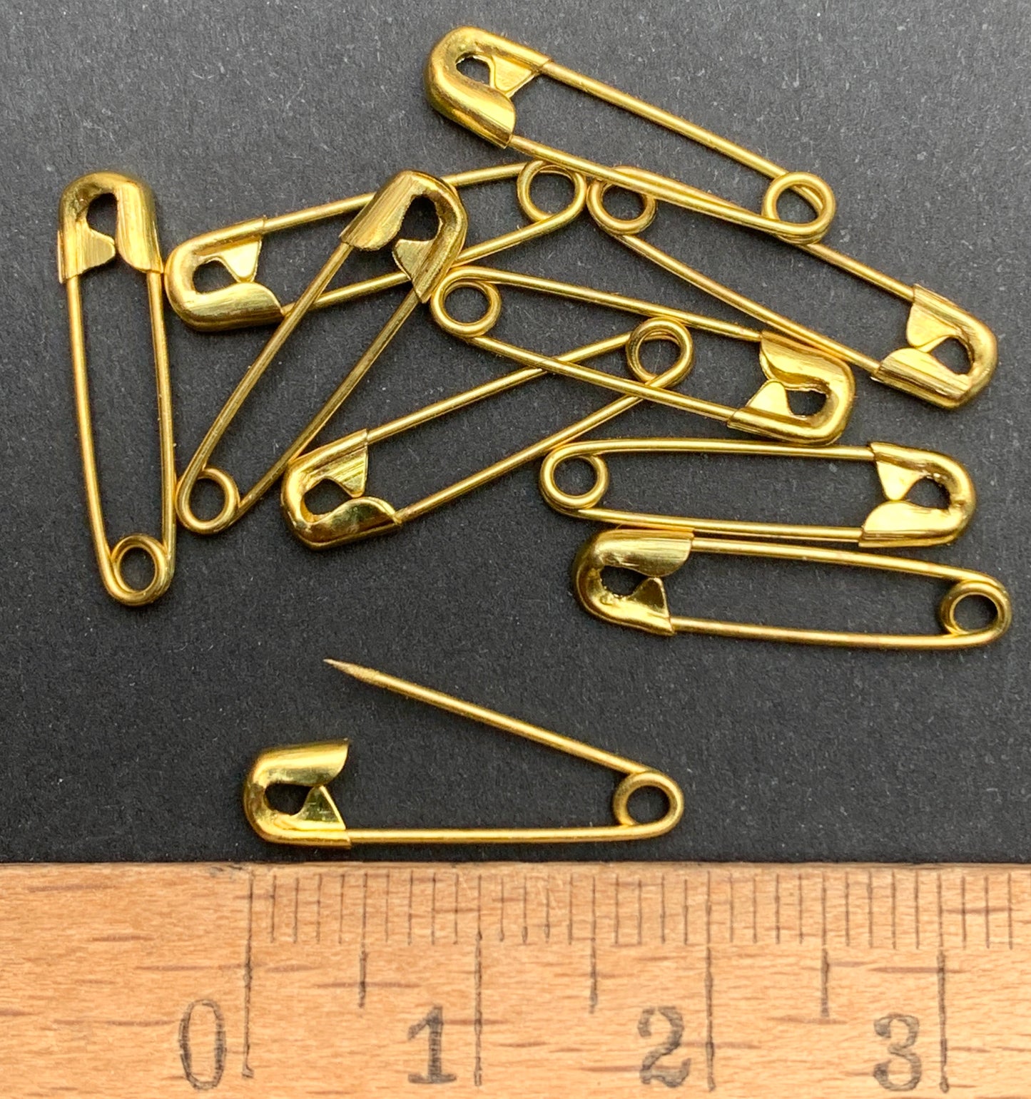 10 Tiny 2cm Vintage Brass Safety Pins