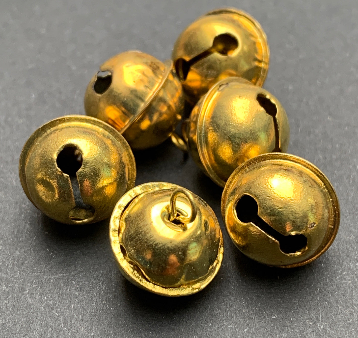 6 Little 1cm Vintage Brass Bells