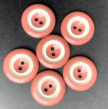 6 Damask Pink 2.2cm Vintage Buttons