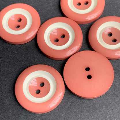 6 Damask Pink 2.2cm Vintage Buttons