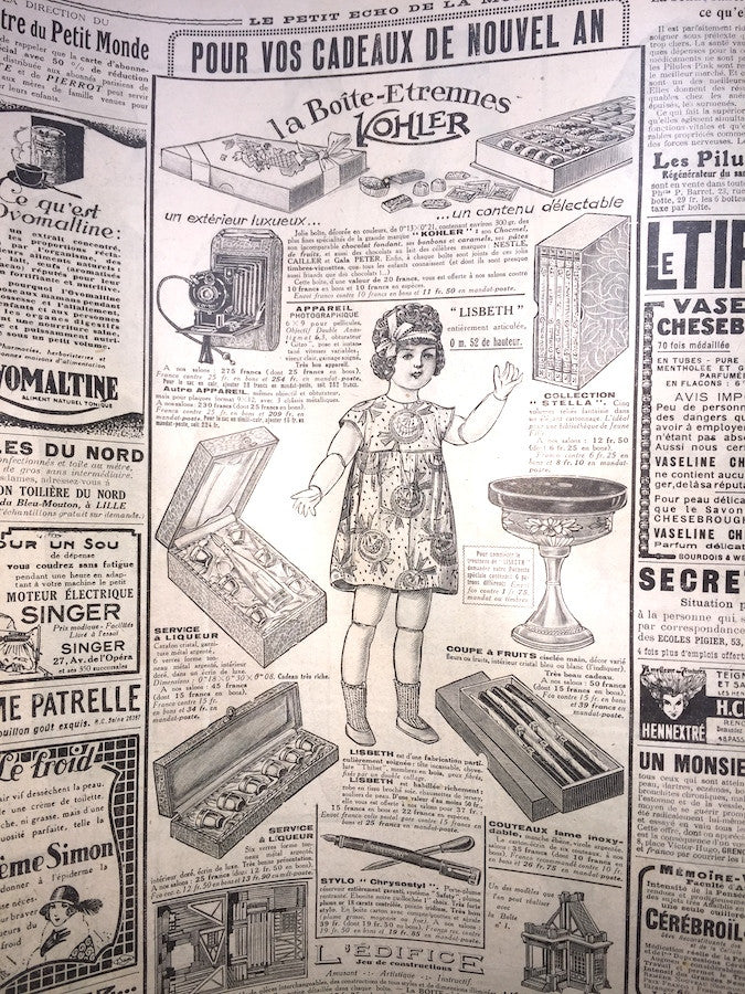 Children and Teddy on Front Cover November 1927 French Fashion Paper Le Petit Echo de la Mode