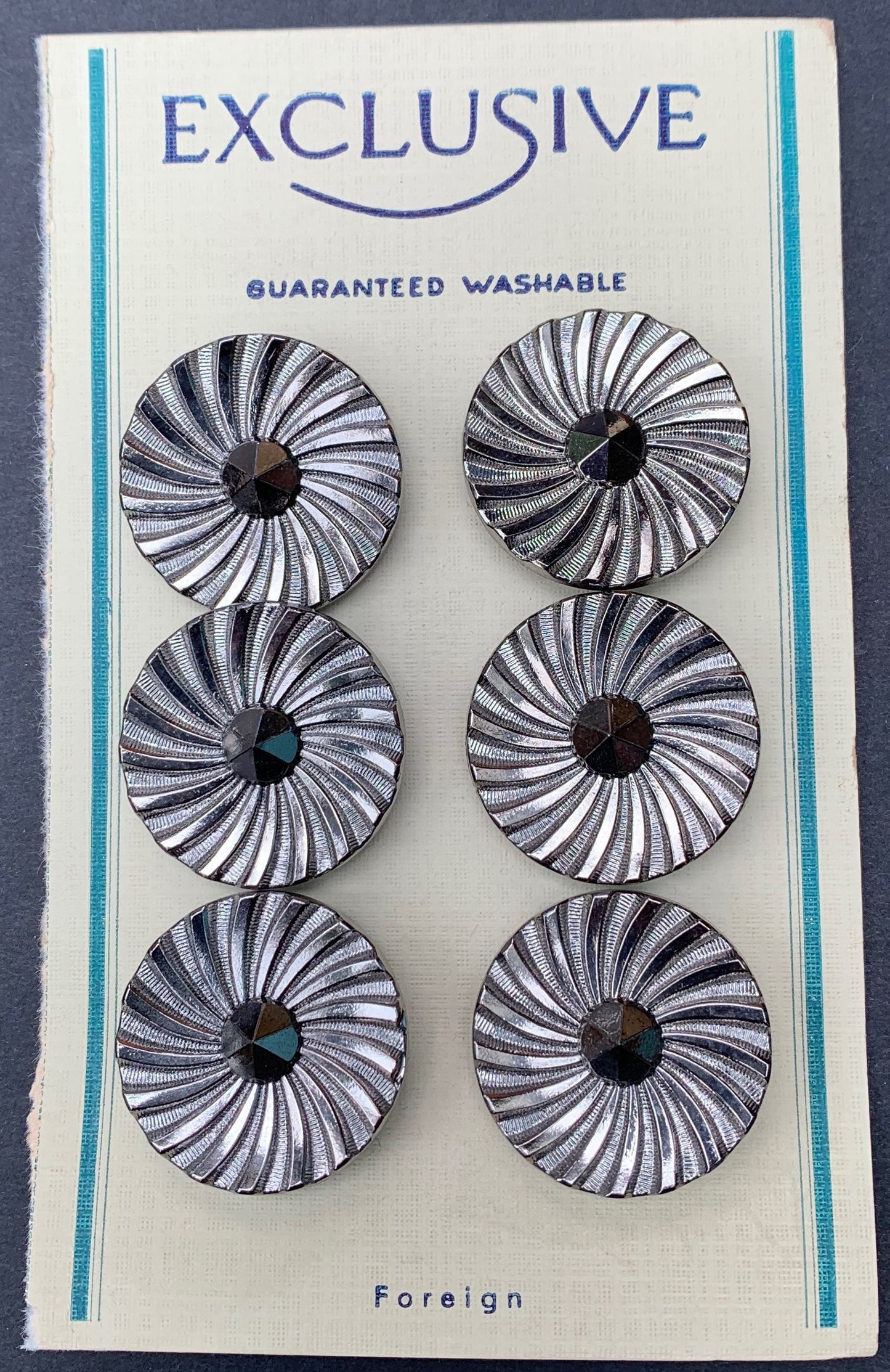 Stunning Vintage 2.6cm Swirly Silver Buttons