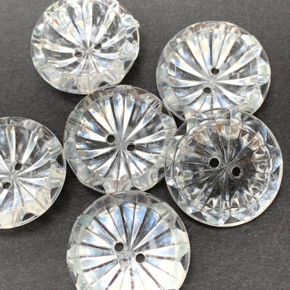 6 Clear Burst of Sparkle Vintage 1.7cm Buttons.