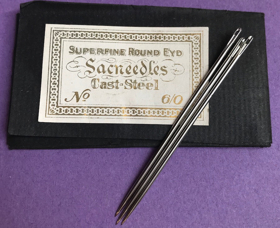 25 STRONG 7cm Needles "CAST STEEL SUPERFINE ROUND EYD Sacneedles"