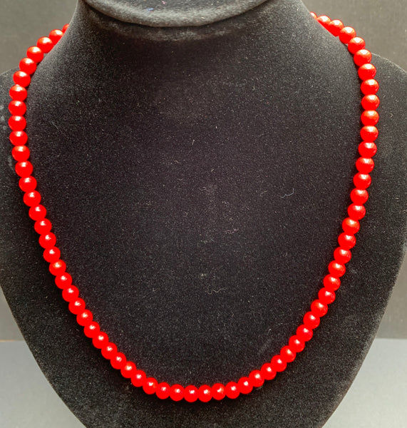 Touch of Drama.. 25", 19" or 16" long Vintage Red Glass Bead Necklaces - Old Shop Stock