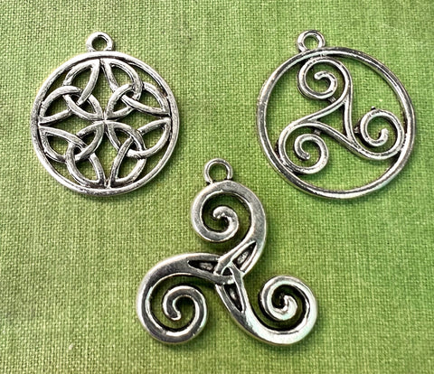Choice of 3 Celtic Symbol 2.5cm - 3cm Charms / Pendants