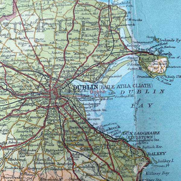 Rare 1940s Map of Dublin and Roscommon - Bartholomew’s 1/4" on Cloth
