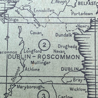 Rare 1940s Map of Dublin and Roscommon - Bartholomew’s 1/4" on Cloth