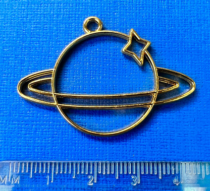 Big 4.5cm Gold Tone Planet and Star Pendant