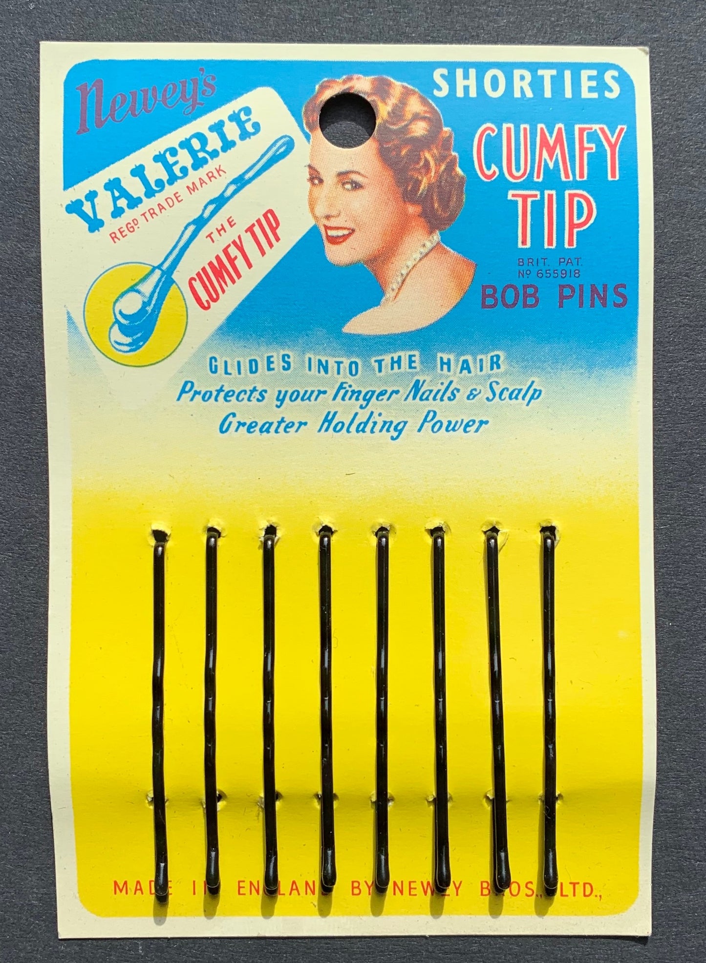 1940s Made in England  VALERIE Shorties CUMFY TIP BOB PINS