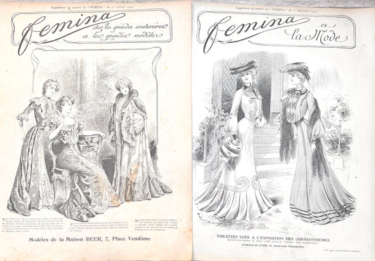 120 years old - 2 Supplements from 1902 French Women's Magazine FEMINA