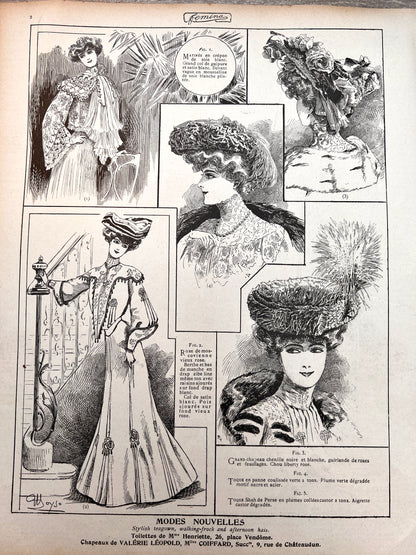 120 years old - 2 Supplements from 1902 French Women's Magazine FEMINA