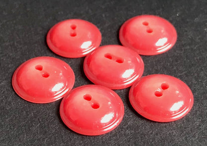 6 Pleasing 1.5cm Vintage  Buttons -Deep Pink, Soft Lilac, Buttery Mustard and Soft Grey
