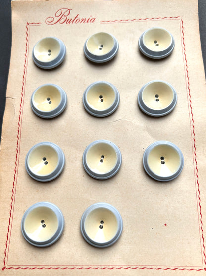 Blue/Grey & Cream Vintage Italian Buttons - 1.7cm, 2cm or 2.5cm