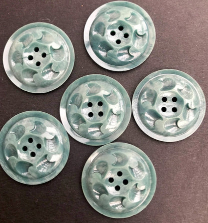 6 Soft Grey Green Vintage French 2.2cm  Buttons
