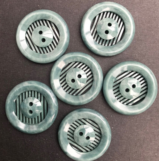 6 Vintage French Soft Grey Green 1.6cm Buttons