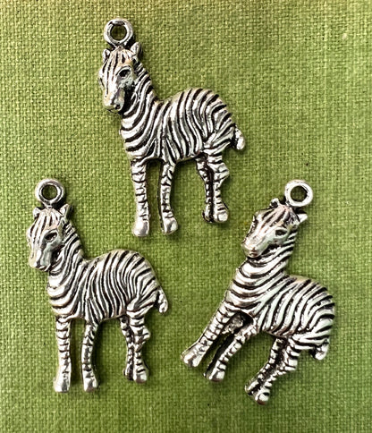 3 x 3cm Zebra Charms