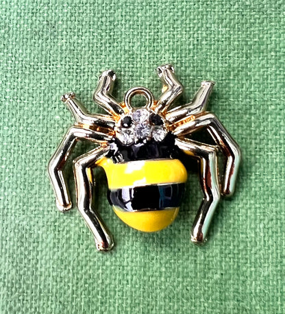 Diamante + Enamel 2cm  Spider Pendant