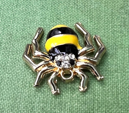Diamante + Enamel 2cm  Spider Pendant