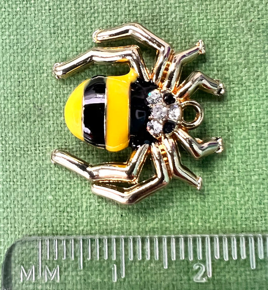 Diamante + Enamel 2cm  Spider Pendant