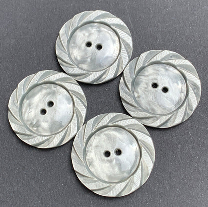 1 Shiny Grey Marbled Lucite 2.8cm Vintage Buttons