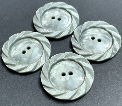 1 Shiny Grey Marbled Lucite 2.8cm Vintage Buttons