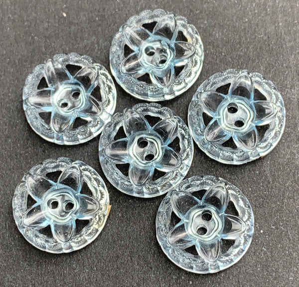 6  Delicate 1.2cm Pale Blue Vintage Buttons