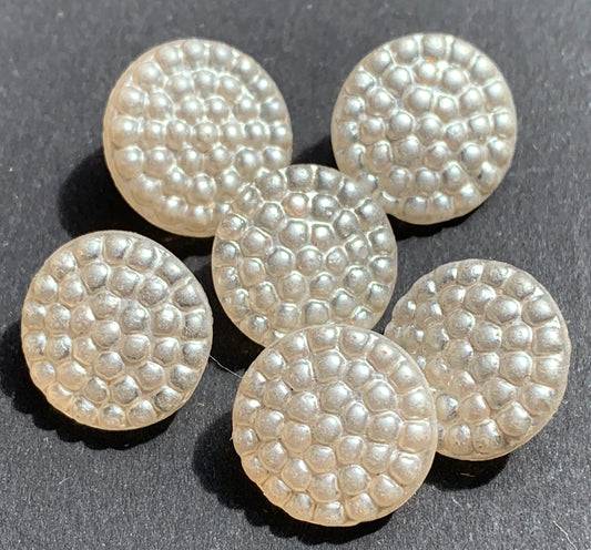 6 Cream Pearly Vintage Glass 1.2cm Buttons