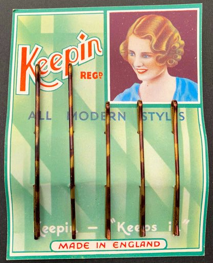 1930s "Keepin" HAIR GRIPS..for "ALL MODERN STYLES" 2 different length grips