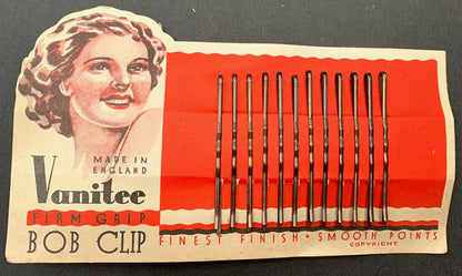 Happy 1940s "Vanitee" BOB CLIP FIRM GRIPS  Made in England