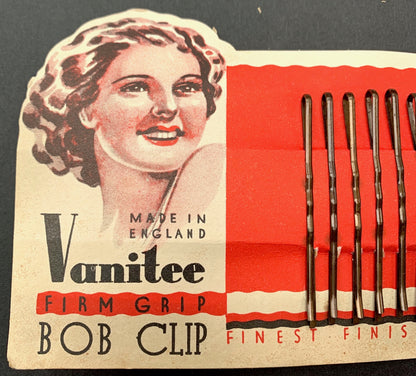 Happy 1940s "Vanitee" BOB CLIP FIRM GRIPS  Made in England