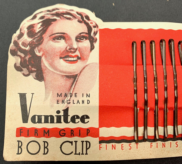 Happy 1940s "Vanitee" BOB CLIP FIRM GRIPS  Made in England