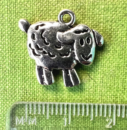 2 x 3D Happy Sheep Charm / Pendant - 2cm wide