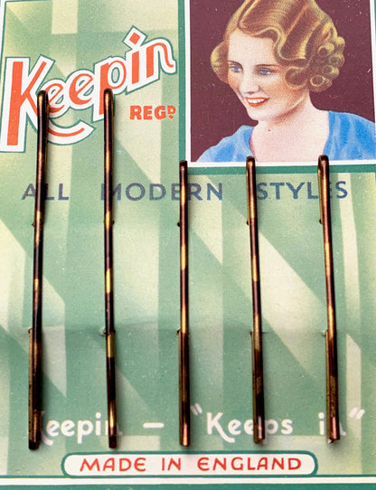 1930s "Keepin" HAIR GRIPS..for "ALL MODERN STYLES" 2 different length grips