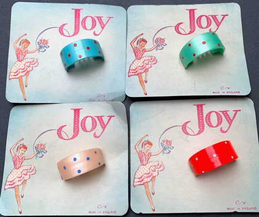 1950s JOY Made in England Spotty Pony Tail Holders / Hair Clips.