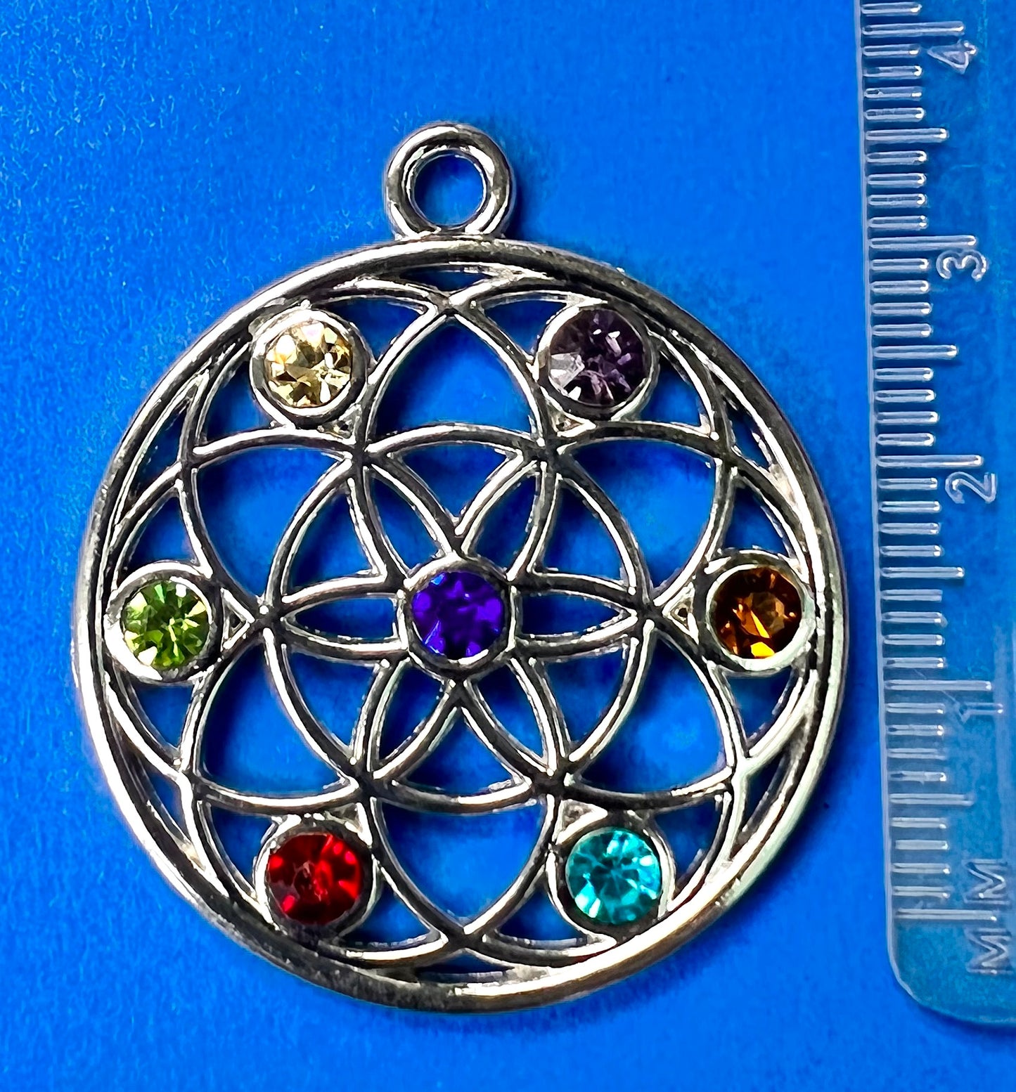 Sparkly Crystal Studded Gold or Silver Mandala Pendant or Necklace