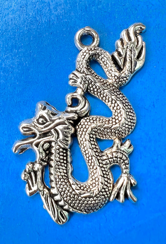 Dynamic Silver 5.5cm Dragon Pendant