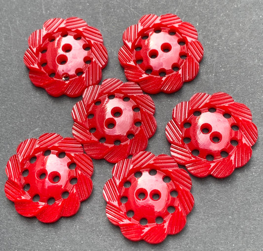 6  Dramatic Crimson Vintage 1940s Buttons -2.2cm wide