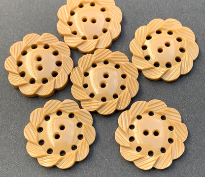6 Fawn Vintage Pie Crust  Buttons -2.2cm