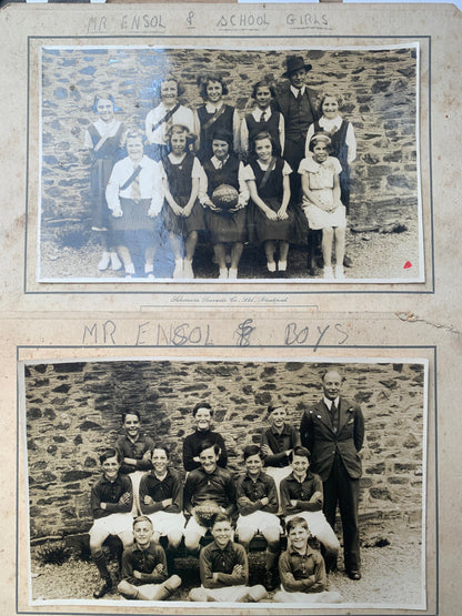 Two 1938 School Photos Mr ENSOL with the Girls and Mr ENSOL with the Boys, HUCCOMBE DEVON
