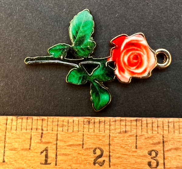 3cm Enamel Rose Charm