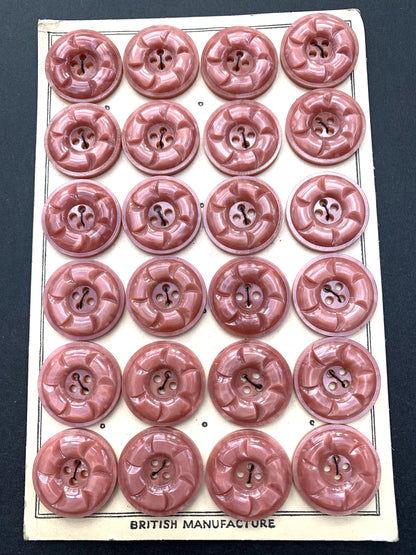 3 Gorgeous Faded Rose Swirly 2.2cm Vintage  Buttons