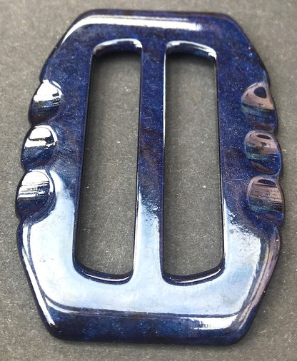 Deep Blue 1940s French 6cm Belt Buckle - Unused Old Shop Stock