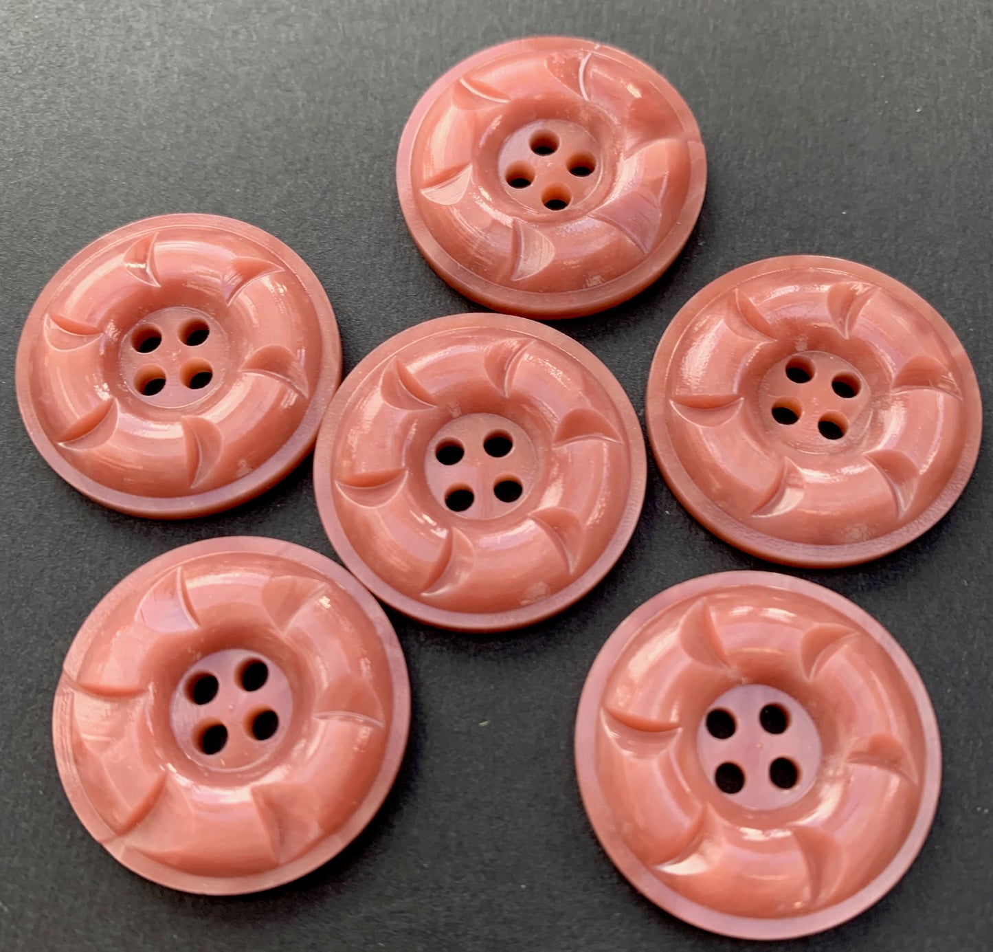 3 Gorgeous Faded Rose Swirly 2.2cm Vintage  Buttons
